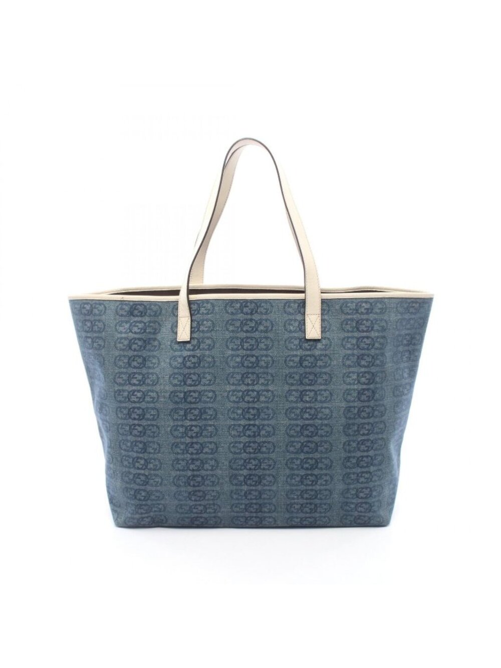 Gucci Tote Interlocking Blue White Denim Leather